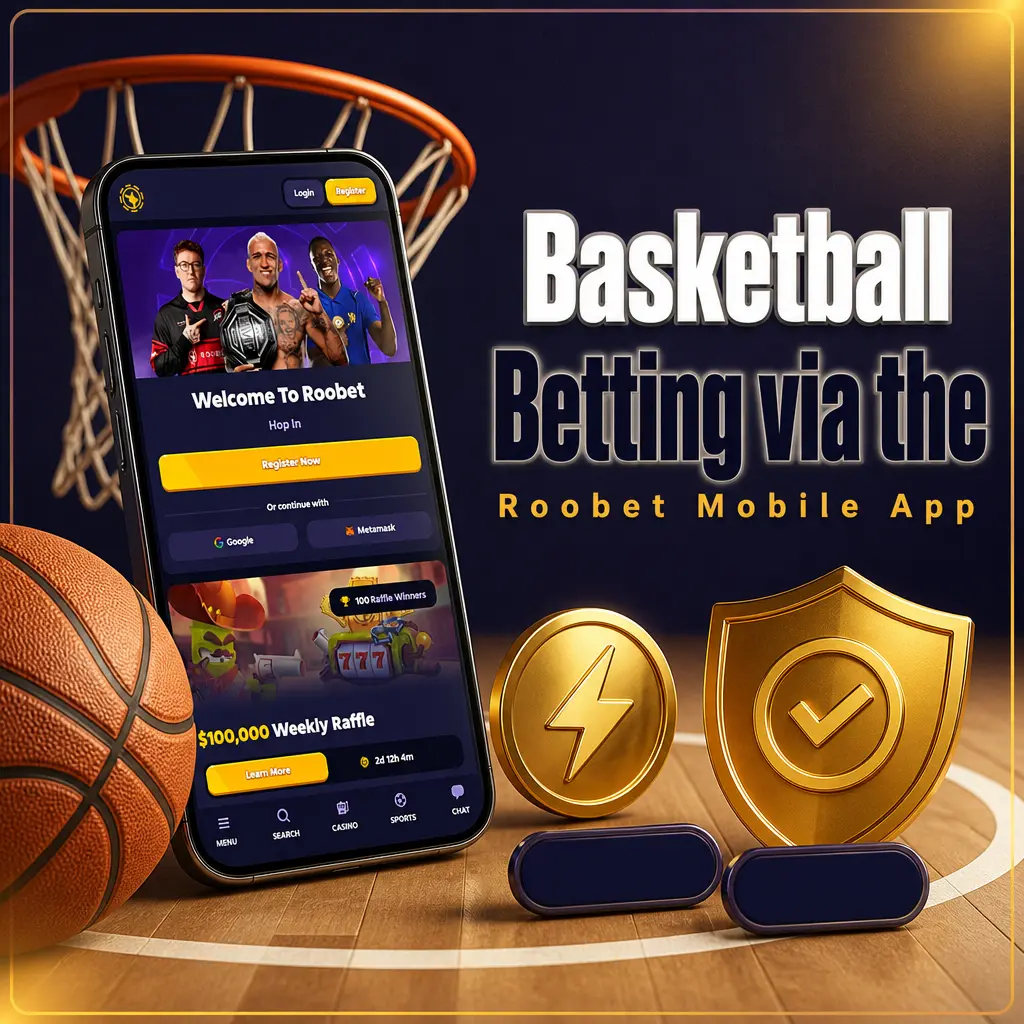 Roobet mobile app basketball betting screen showing pre-match odds and live updating quarter-by-quarter markets