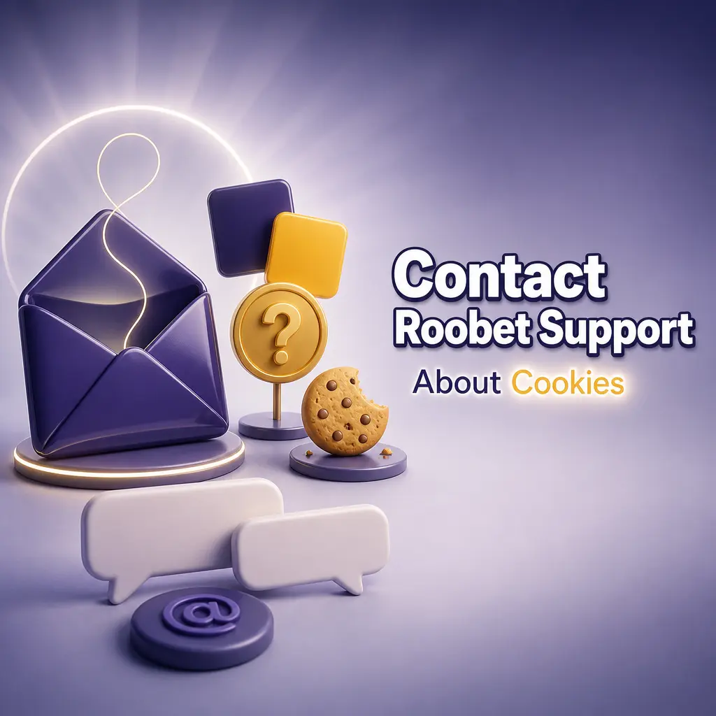 Roobet support contact options for Cookie Policy questions, including 24/7 live chat and email assistance