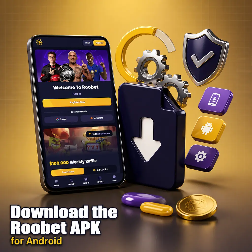 Roobet APK download screen for Android showing install steps for the official app outside Google Play in India