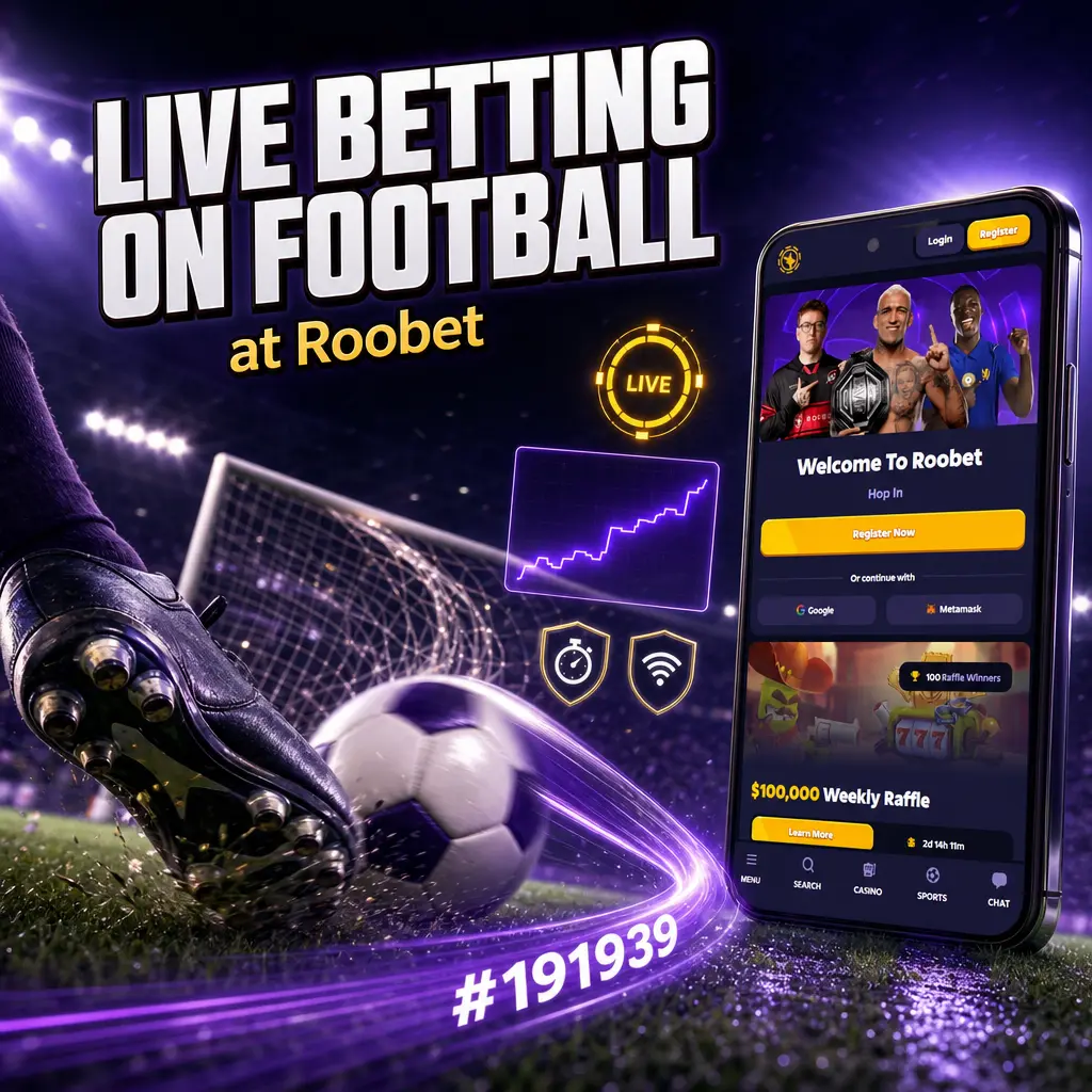 Live football betting on Roobet with real-time odds, match tracker, and cash out feature before the final whistle.