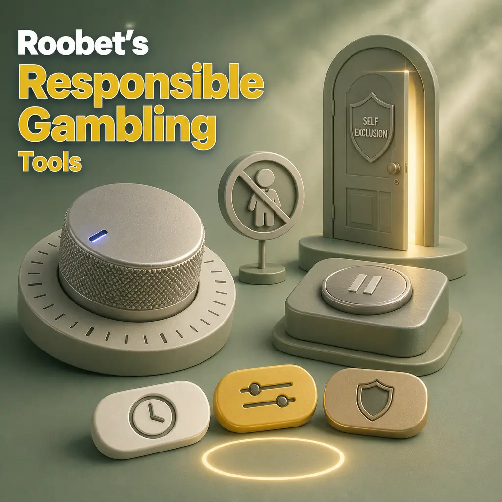 Roobet responsible gambling dashboard showing deposit limits, loss limits, self-exclusion, and age verification tools
