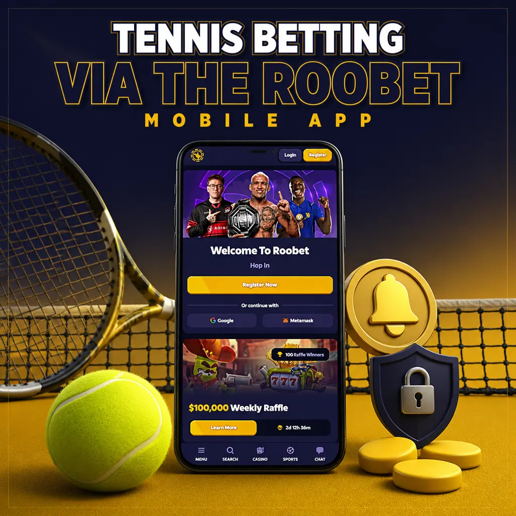 Roobet mobile app tennis betting screen showing live and pre-match sportsbook markets on Android and iOS