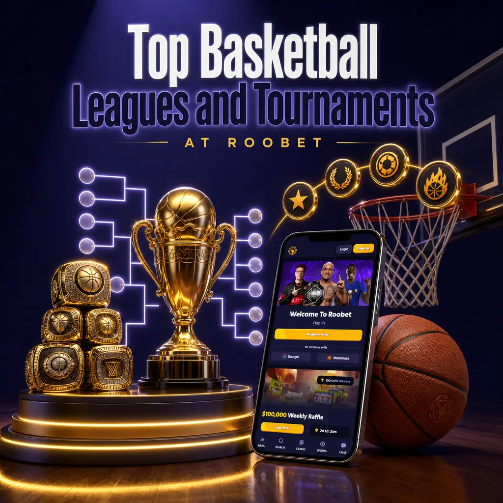Roobet basketball betting markets for NBA, EuroLeague, FIBA World Cup, PBA, and CBA leagues and tournaments.