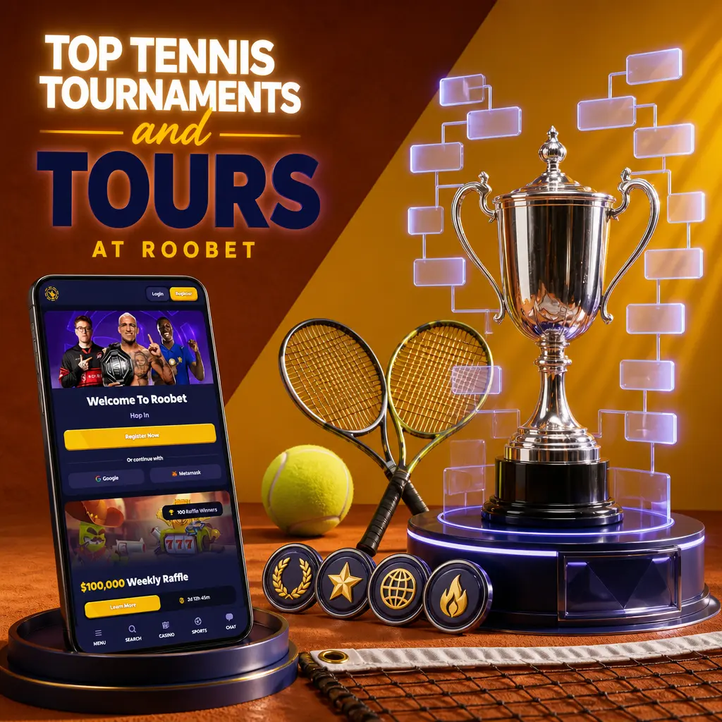 Roobet's 2026 tennis betting lineup covering the Grand Slams, ATP Tour, WTA Tour, and Masters 1000 events